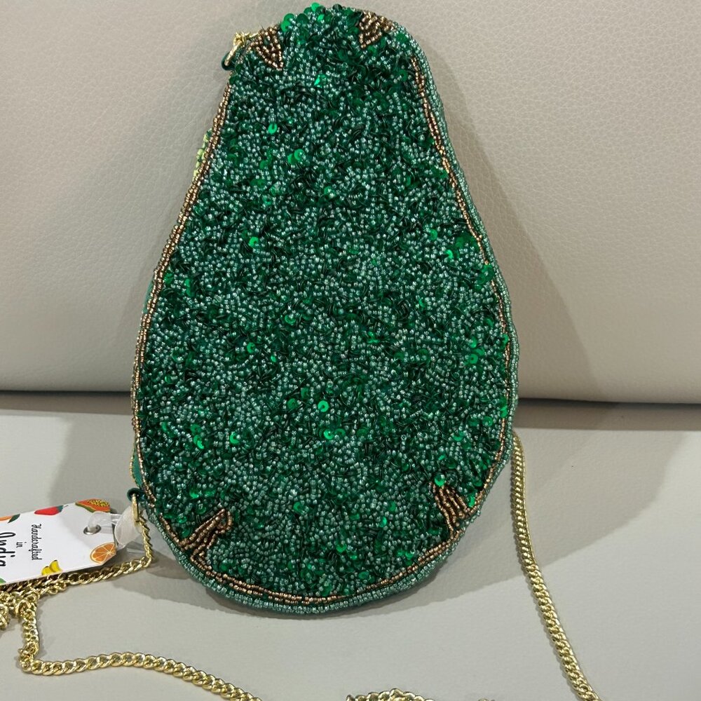 Avocado Beaded and Jeweled Bag Handcrafted in India Crossbody Clutch NWT - Picture 6 of 7